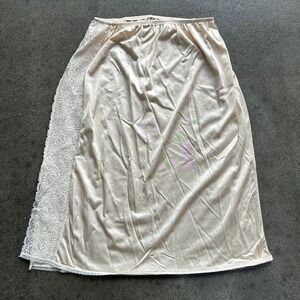 Vintage Mary Barron Beige Lace Side Slit Size Small Slip Skirt